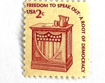Sello postal estadounidense de 2 centavos de 1981 - Los oradores se apoyan en la capacidad de expresarse - Serie Americana - Scott #1582