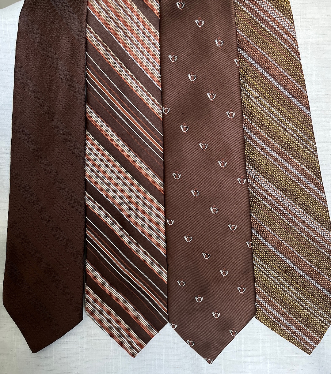 Mens Vintage Ties From the 70s 80s in Brown Hues 100 Etsy