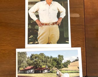 Juego de dos tarjetas con notas del rancho de Ronald Reagan y sobres - Recuerdos presidenciales