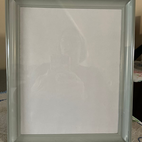 Vintage 8x10 Blue/Gray Metal Frame -"Shadow Box" Type Frame-Plastic Interior Photo Holder-Original Paper Board Back/Stand-Circa 1980s