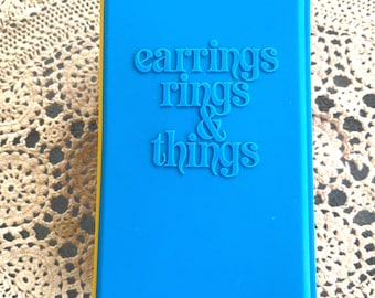 Caja de joyería o accesorios vintage para niños/adolescentes - Estuche de almacenamiento de plástico colorido con bisagras y 3 compartimentos - Años 80