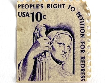 Sello postal estadounidense de 10 centavos de 1977 - Serie Americana - Justicia - Derecho a solicitar reparación - Scott #1617