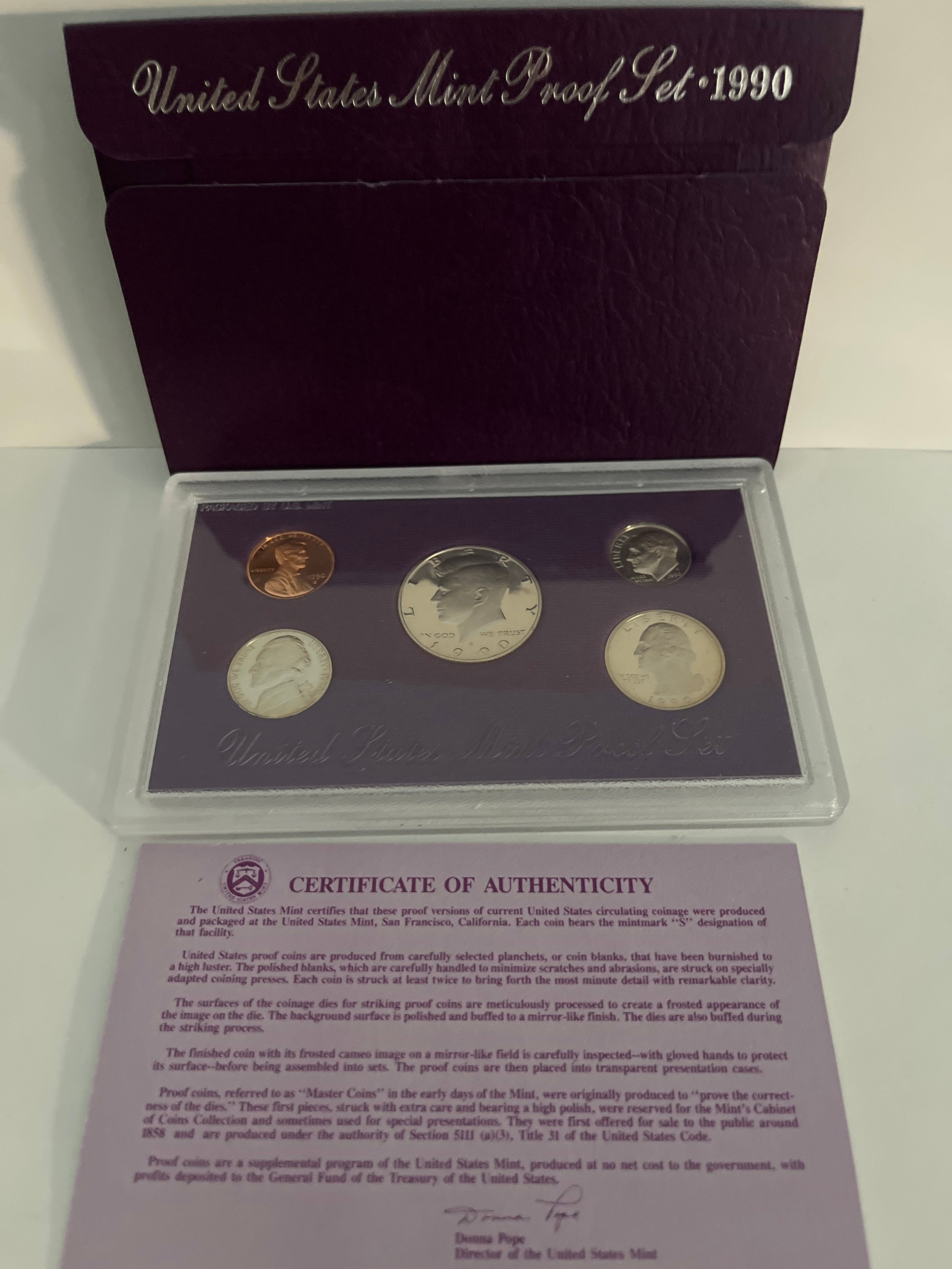 1990-S Proof Set United States US Mint Original Government Packaging Box & COA