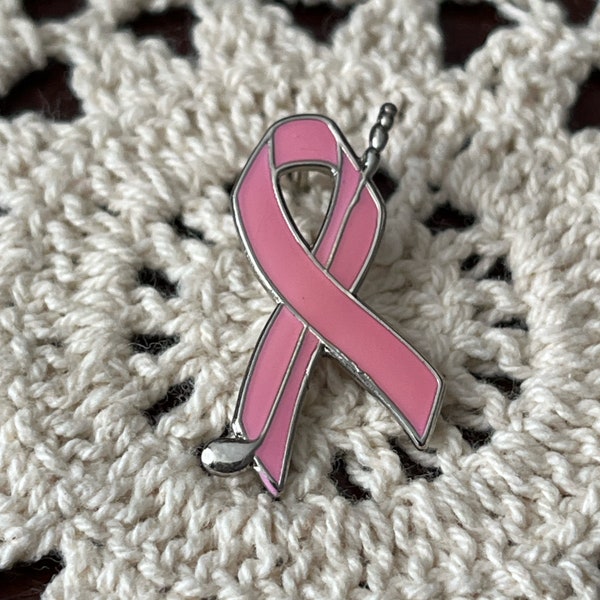 Vintage Breast Cancer Awareness Lapel Pin - Pink Enamel and Silver Tone - New Backing - Circa Late 90s