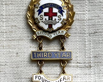 Pin de solapa vintage de los años 70 por asistencia a la escuela dominical bautista - Premio por 4 años de asistencia