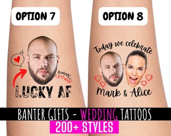 Temporary Wedding Favour Tattoos | Wedding Reception favours | Stag Do | Groom and Bride Tattoo | Hen Party Tattoos | Personalised Tattoos