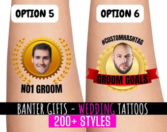 Temporary Wedding Favour Tattoos | Stag Do | Groom and Bride Tattoo | Hen Party Tattoos | Groom Goals | #Groomgoals | Personalised Tattoos |