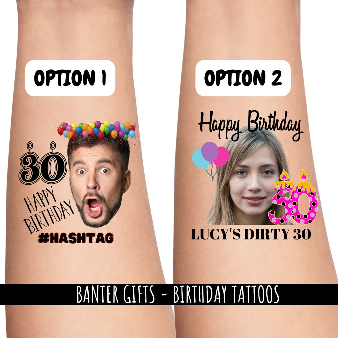Temporary 30th Happy Birthday Tattoo Hen Party Tattoos Groom Goals Groomgoals Personalised