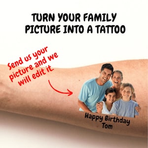 Custom Family Party Tattoos. Birthday party tattoos, party favours. Temporary tattoos, Family events, Birthday present.