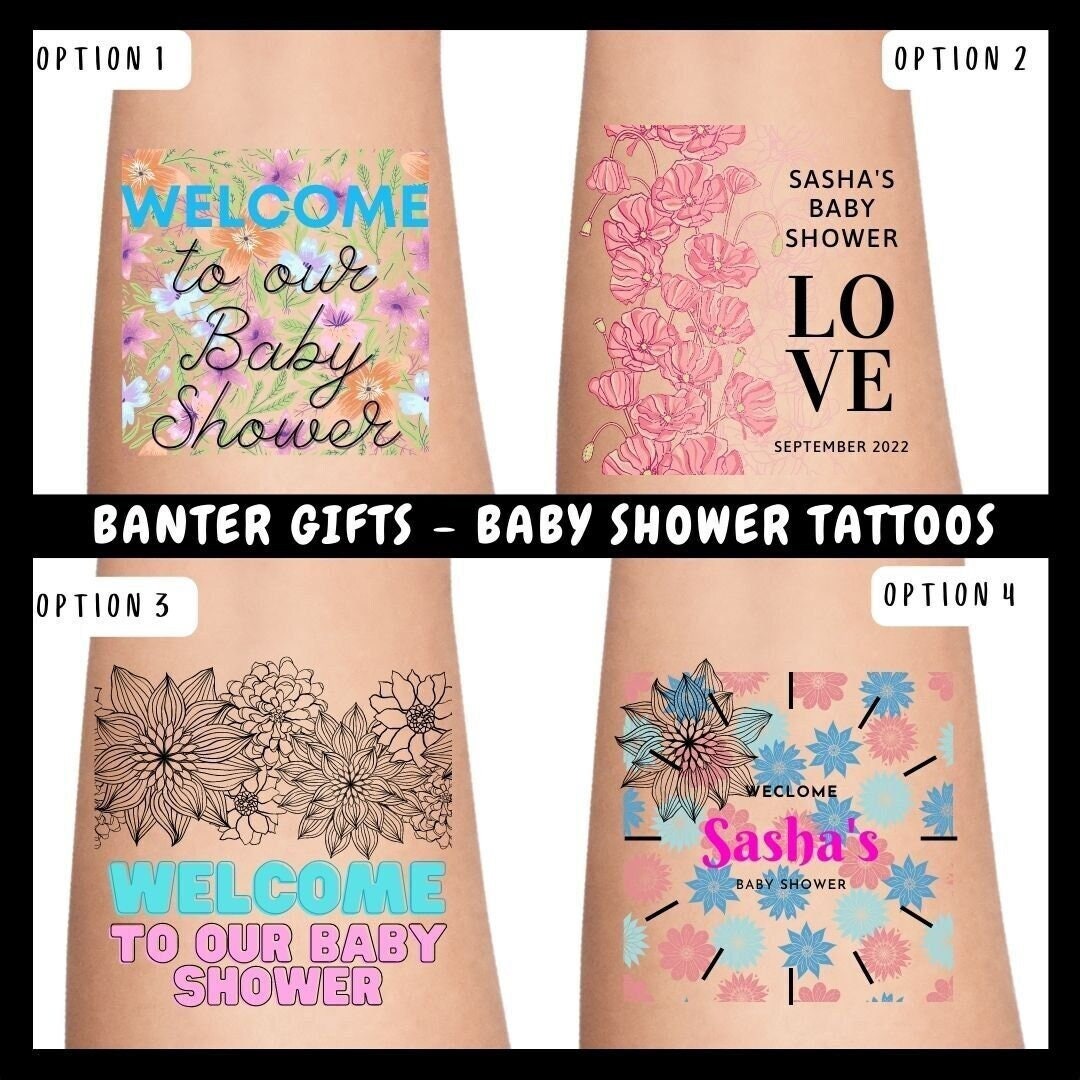 Baby Shower Temporary Tattoo Baby Reveal Tattoos Baby Etsy