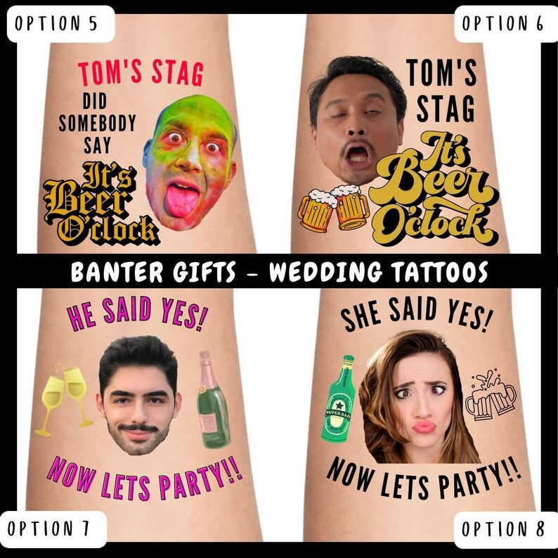 Personalised Temporary Tattoos for Your Stag Do, Wedding Favours