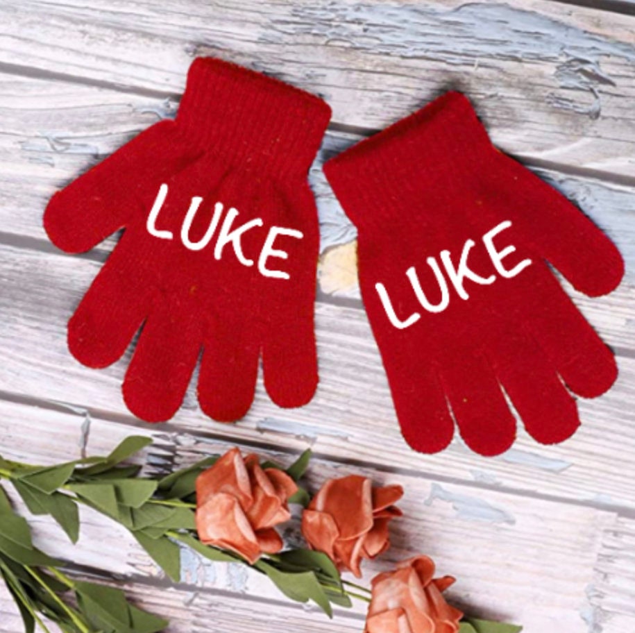 Children's Boys Girls Personalised Add Name 6 Colourful Magic Gloves 3-16 years 