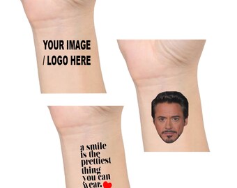 Custom personalised bachelorette party favour photo temporary tattoos, Groom face tattoos, party tattoos, groom tattoo, bachelorette favours