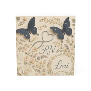 Elegant 3D-fjärilsnoteringskub, personlig RN-kub