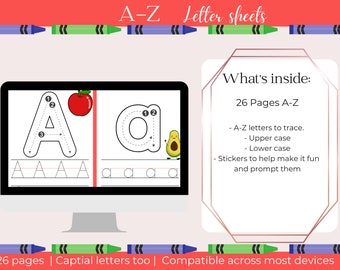 Learn to write A-Z | Traceable worksheets | Learn letters | Learning worksheets | Learn to write | GoodNotes | Re usable worksheets |