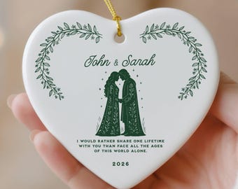 Personalized Wedding Fantasy Book Ceramic Decoration Ornament Gift, Christmas Anniversary Gift, Elf and Man Ornament, Wedding Ornament Gift