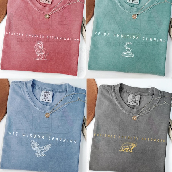 Comfort Colors® Wizarding School House T-Shirt, Universal Vacation T-Shirt, Wizard World Gift, Vintage Wizard Houses Shirt