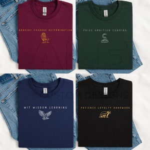 Gildan Zaubererschule T-Shirt, HP Haus Shirt, Universal Urlaub T-Shirt, Zaubererwelt Geschenk, passendes Zaubererhäuser Shirt