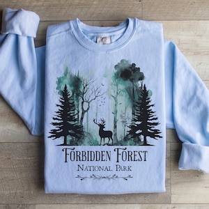Comfort Colors® Wizarding School Forbidden Forest Sweatshirt, HP House, Universal Vacation Sweater, Vintage Forbidden Forest Sweater