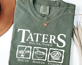 Comfort Colors® Taters Potatoes Humor Funny Shirt, Grey Wizard Shirt, Fantasy Book Lover Tee, Bookish Shirt, Elves T-Shirt