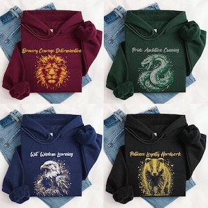 Graphic Wizarding School House Hoodie Sweatshirt, HP House Hoodie Sweater, Universal Vacation Hoodie Sweatshirt, Wizard Alumni Hoodie