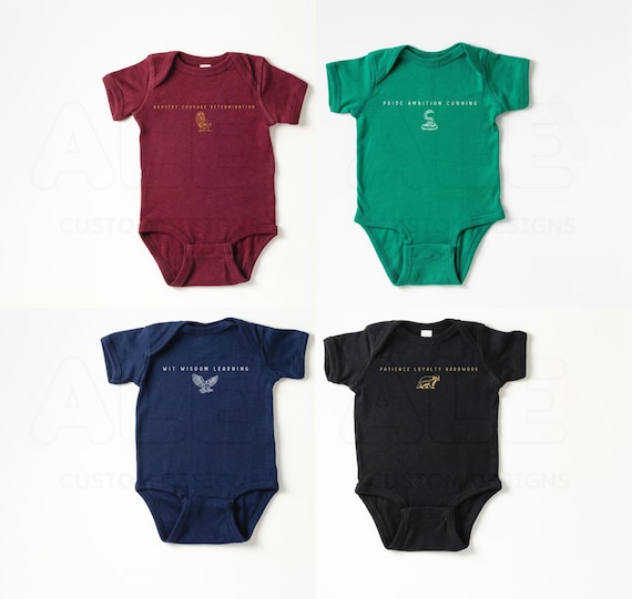 Baby Bodysuit Minimalist Wizarding School House, Wizard Babyshower, Universal Vacation T-Shirt, Wizard World, Baby Wizard Houses Bodysuit