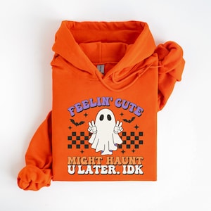 Lustiger niedlicher Geist-Halloween-Feelin niedlich könnte Sie später verfolgen Hoodie-Pullover, gruselige Saison Hoodie, Süßes oder Saures Geist Hoodie-Sweatshirt