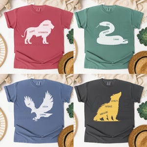 Comfort Colors® Wizarding School House T-Shirt, HP House Shirt, Universal Vacation T-Shirt, Wizard World Gift, Vintage Wizard Houses Shirt
