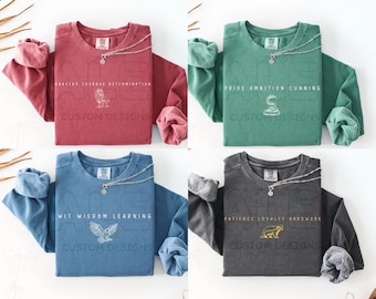 Comfort Colors® Wizarding School House Sweatshirt, HP House, Universal Vacation Sweater, Wizard World Gift, Vintage Wizard Houses Sweater