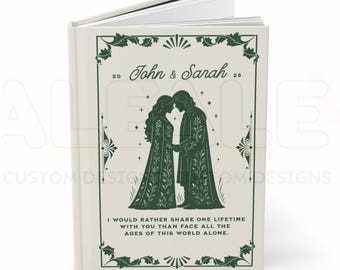 Personalized Wedding Fantasy Book Hardcover Journal Matte Gift, Bookish Decor Anniversary Gift, Elf and Man Journal, Wedding Notebook Gift