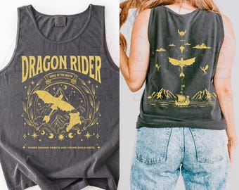 Dragon Rider Comfort Colors® Tank Top, Vintage Vikings Book Dragon Medieval Tank Top, Fantasy Movie Book Dragon Tank Top, Fantasy Book Lover