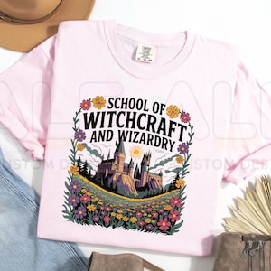 Comfort Colors® Floral Wizarding School House Shirt, HP House Shirt, Universal Vacation Shirt, Wizard World Gift, Vintage Wizard House Shirt