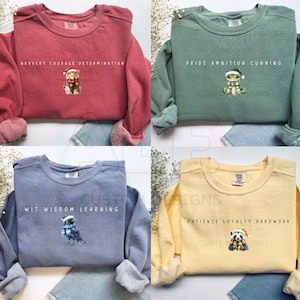 Christmas Comfort Colors® Wizarding School House Sweatshirt, HP House, Universal Vacation Sweater, Vintage Wizard Houses Sweater