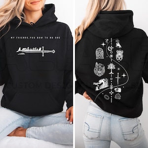 Mina vänner du bugar för ingen hoodie, grå trollkarltröja, fantasyfilmer, fantasybokälskartröja, vintage boklig hoodie