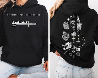 Sudadera con capucha "Mis amigos no se inclinan ante nadie", suéter de mago gris, películas de fantasía, suéter para amantes de los libros de fantasía, sudadera vintage para amantes de los libros