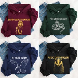 Graphic Wizarding School House Hoodie Sweatshirt, HP House Hoodie Sweater, Universal Vacation Hoodie Sweatshirt, Wizard Alumni Hoodie