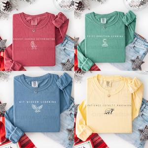 Comfort Colors® Wizarding School House Long Sleeve Shirt, Universal Vacation Shirt, Wizard World, Vintage Wizard House Shirt
