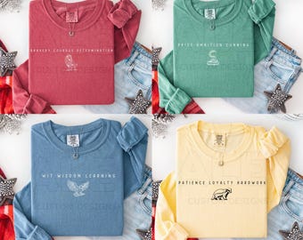 Comfort Colors® Wizarding School House Long Sleeve Shirt, Universal Vacation Shirt, Wizard World, Vintage Wizard House Shirt