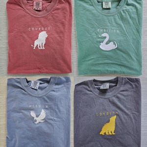Embroidery Wizarding School House Comfort Colors® Shirt, HP House Shirt, Universal Vacation Shirt, Wizard World, Vintage Wizard Houses Shirt