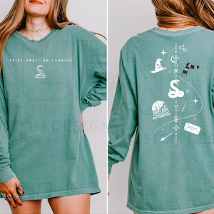 Comfort Colors® Wizarding School House Long Sleeve Shirt, HP House Shirt, Universal Vacation Shirt, Wizard World, Vintage Wizard House Shirt