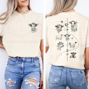 Camiseta minimalista Comfort Colors® con diseño de vaca y líneas de bolsillo, ideal para amantes de las vacas, regalo de moda, regalos de granja, regalo para amantes de las vacas, camiseta vaquera