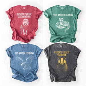 Halftone Vintage Wizarding School House Comfort Colors® T-Shirt, Universal Vacation Shirt, Wizard World Gift, Vintage Wizard Houses Shirt