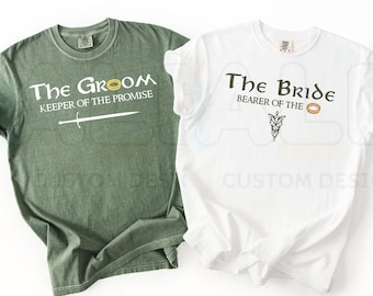 Comfort Colors® Wedding Bride and Groom Shirt, Bachelor and Bachelorette Fantasy Book Lover Tee, Grey Wizard Shirt, Bookish Shirt