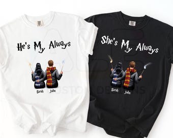 Comfort Colors® Personalized Bride and Groom Wizard School House Shirt, Wedding Wizard School Shirt, Honeymoon Universal Vacation shirt