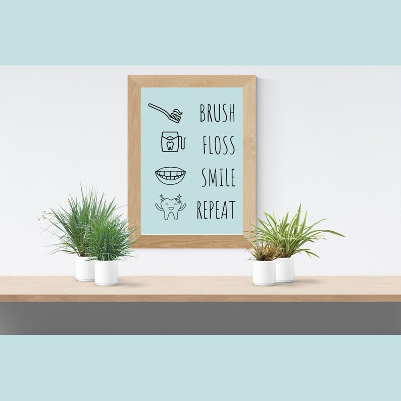 Cute Dental Office Brush Floss Smile Tooth Print Instant Etsy