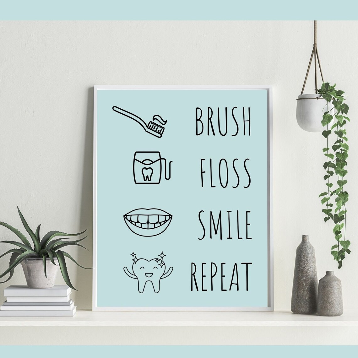 Cute Dental Office Brush Floss Smile Tooth Print Instant Etsy