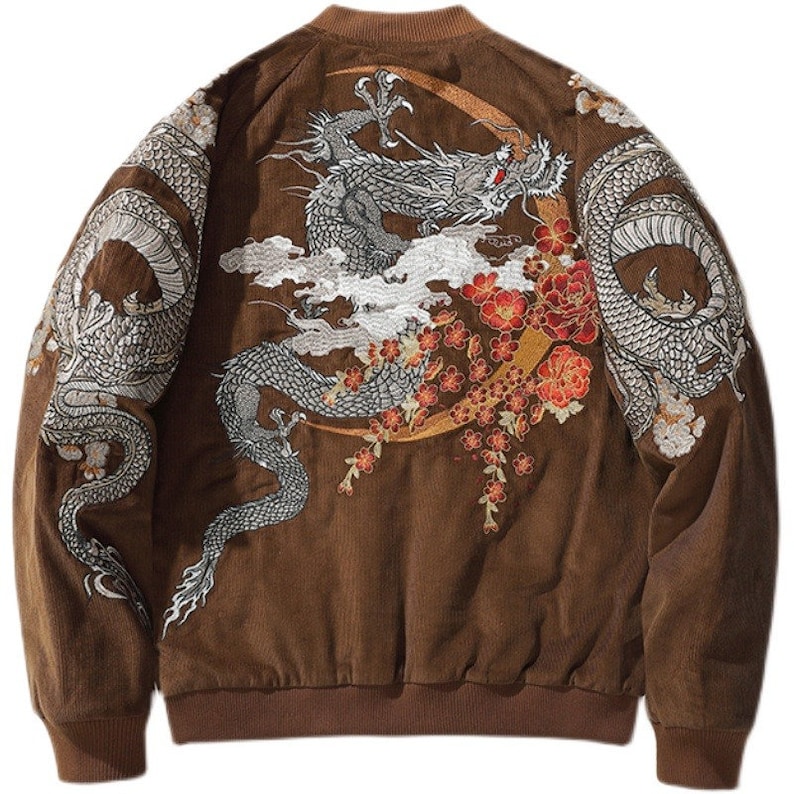 Japanese Streetwear Dragon Embroidery Vintage Jacket - Etsy