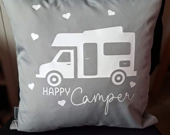 Outdoorkissen-Hülle " happy camper"