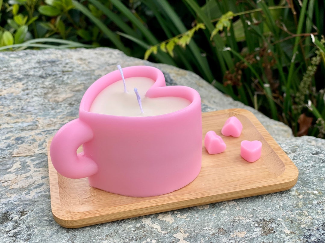 Heart Mug Candle Heart Candle Heart Shaped Candle Pillar Etsy