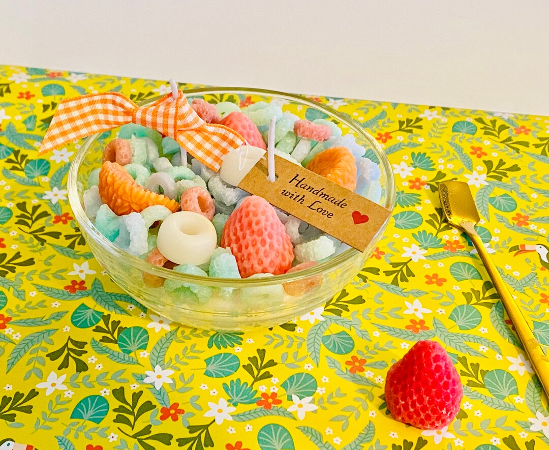 Cereal Candle Cereal Bowl Candle Fruit Loop Candle Soy Etsy